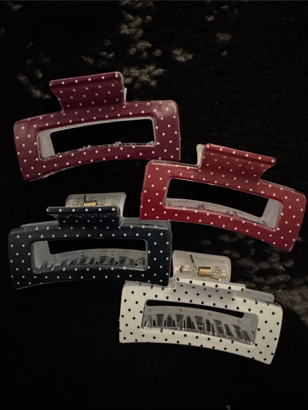 Polka Dot Rectangle Hair Claw Clips - Set of 4 NEW 🏷️
